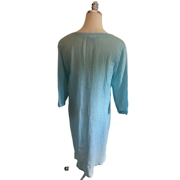 Color Me Cotton CMC Duster Women's Size Small Light Blue Linen 3/4 Sleeve - Picture 4 of 8